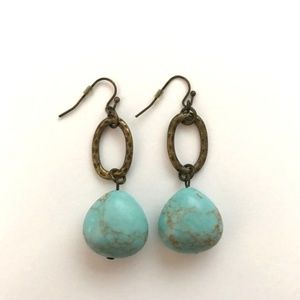 Boho Turquoise stone copper colored earrings